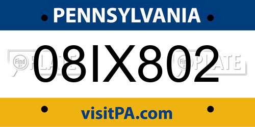 08IX802 Pennsylvania License Plate
