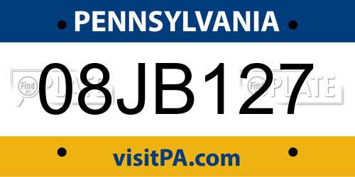08JB127 Pennsylvania License Plate
