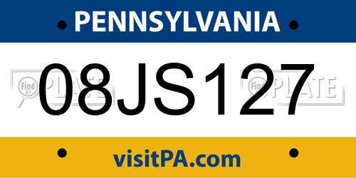08JS127 Pennsylvania License Plate