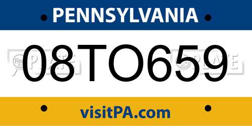 08TO659 Pennsylvania License Plate