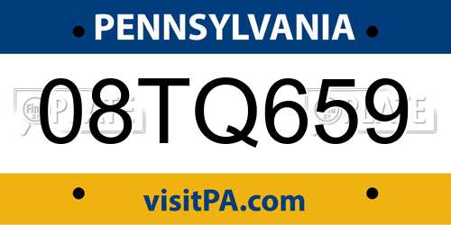 08TQ659 Pennsylvania License Plate
