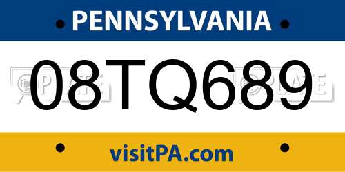 08TQ689 Pennsylvania License Plate