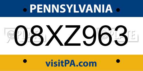 08XZ963 Pennsylvania License Plate