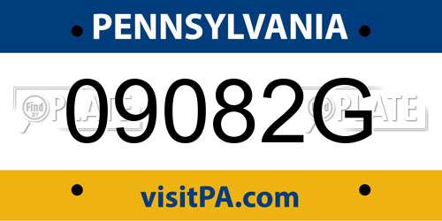 09082G Pennsylvania License Plate
