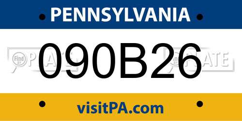 090B26 Pennsylvania License Plate