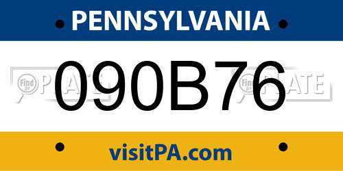 090B76 Pennsylvania License Plate
