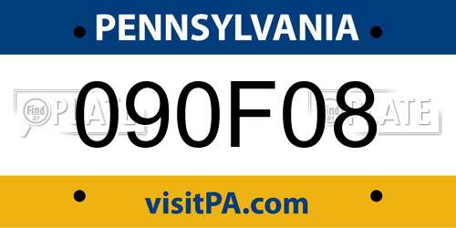 090F08 Pennsylvania License Plate