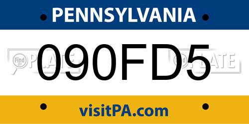 090FD5 Pennsylvania License Plate