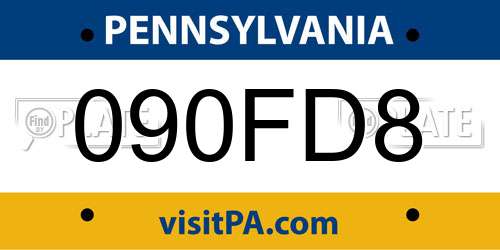 090FD8 Pennsylvania License Plate