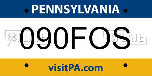 090FOS Pennsylvania License Plate