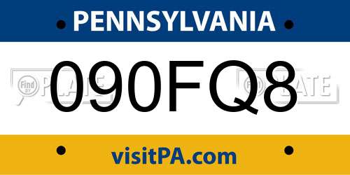 090FQ8 Pennsylvania License Plate