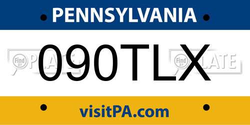 090TLX Pennsylvania License Plate