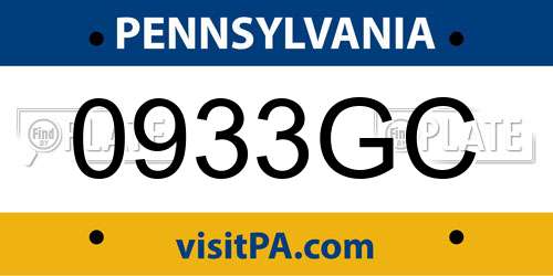 0933GC Pennsylvania License Plate