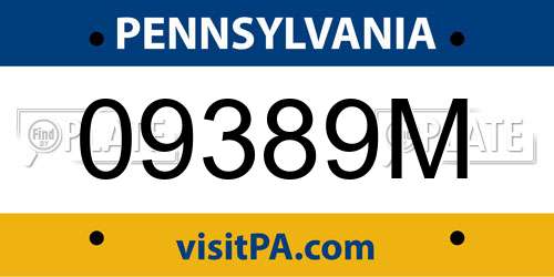 09389M Pennsylvania License Plate