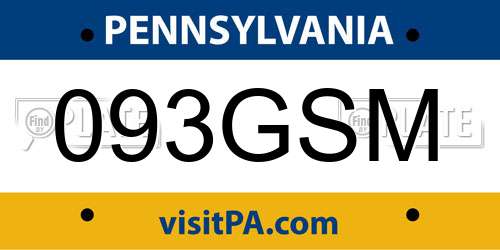 093GSM Pennsylvania License Plate