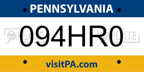 094HR0 Pennsylvania License Plate