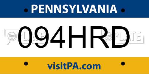 094HRD Pennsylvania License Plate