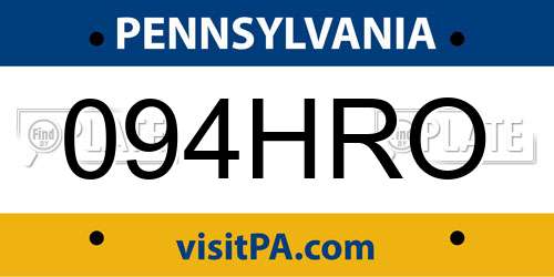 094HRO Pennsylvania License Plate
