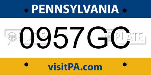 0957GC Pennsylvania License Plate
