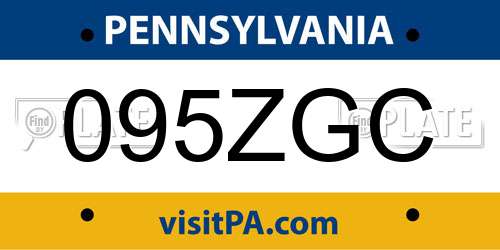 095ZGC Pennsylvania License Plate
