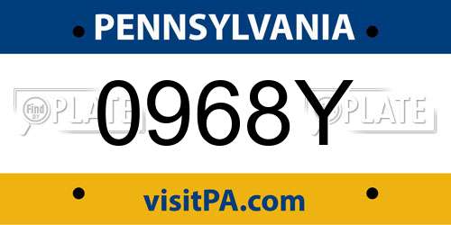 0968Y Pennsylvania License Plate