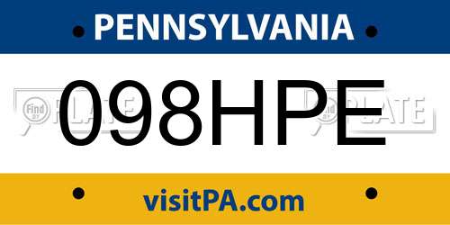 098HPE Pennsylvania License Plate