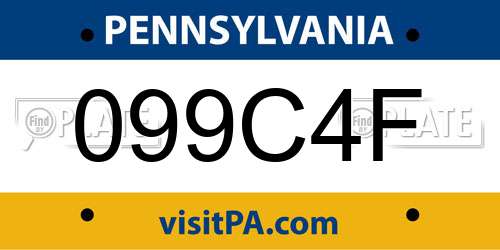 099C4F Pennsylvania License Plate