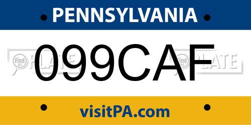 099CAF Pennsylvania License Plate