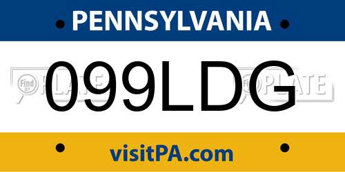099LDG Pennsylvania License Plate