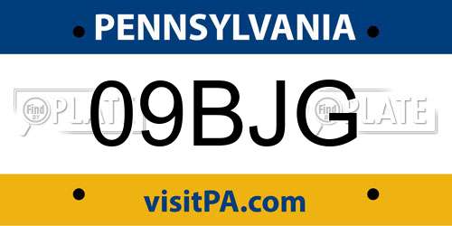 09BJG Pennsylvania License Plate