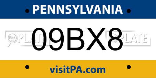09BX8 Pennsylvania License Plate