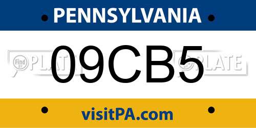09CB5 Pennsylvania License Plate