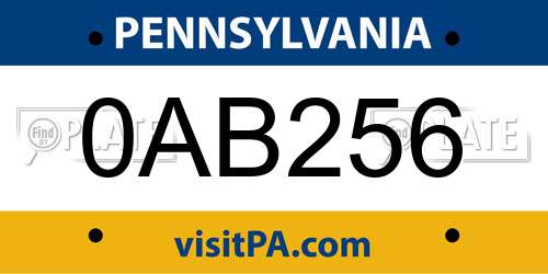 0AB256 Pennsylvania License Plate