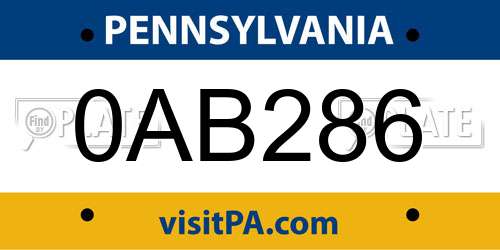 0AB286 Pennsylvania License Plate