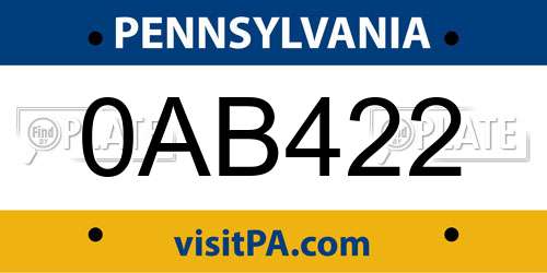 0AB422 Pennsylvania License Plate