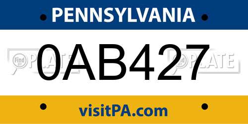 0AB427 Pennsylvania License Plate