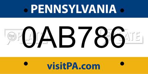 0AB786 Pennsylvania License Plate