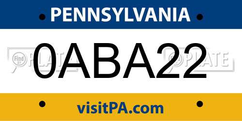 0ABA22 Pennsylvania License Plate