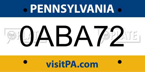 0ABA72 Pennsylvania License Plate