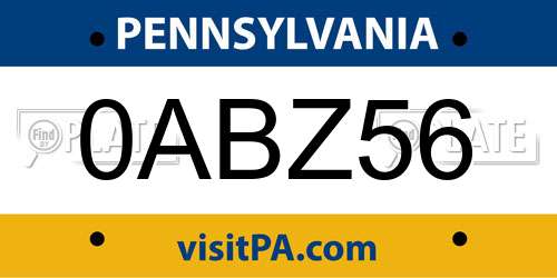 0ABZ56 Pennsylvania License Plate