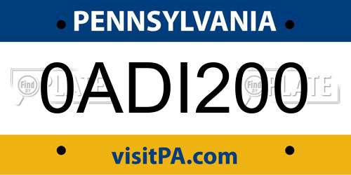 0ADI200 Pennsylvania License Plate