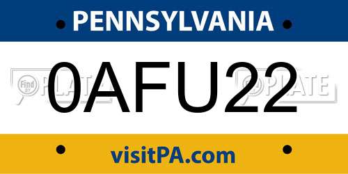 0AFU22 Pennsylvania License Plate