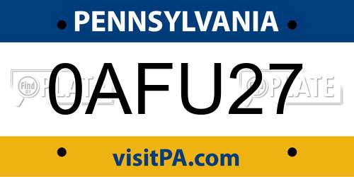 0AFU27 Pennsylvania License Plate