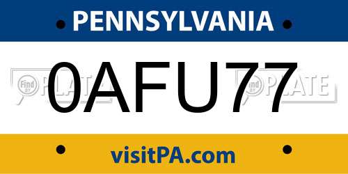 0AFU77 Pennsylvania License Plate