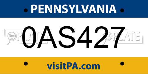 0AS427 Pennsylvania License Plate