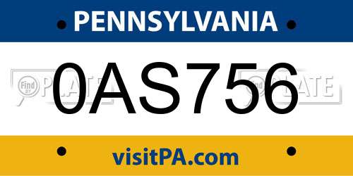 0AS756 Pennsylvania License Plate