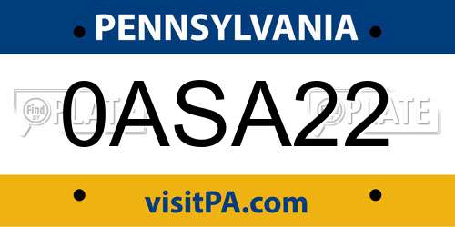 0ASA22 Pennsylvania License Plate