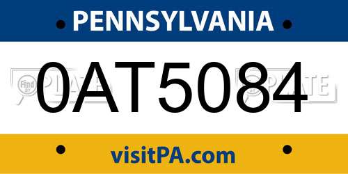 0AT5084 Pennsylvania License Plate