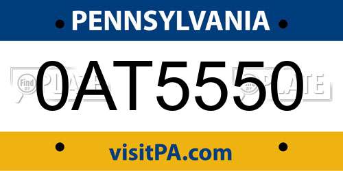 0AT5550 Pennsylvania License Plate