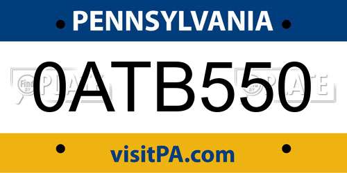 0ATB550 Pennsylvania License Plate